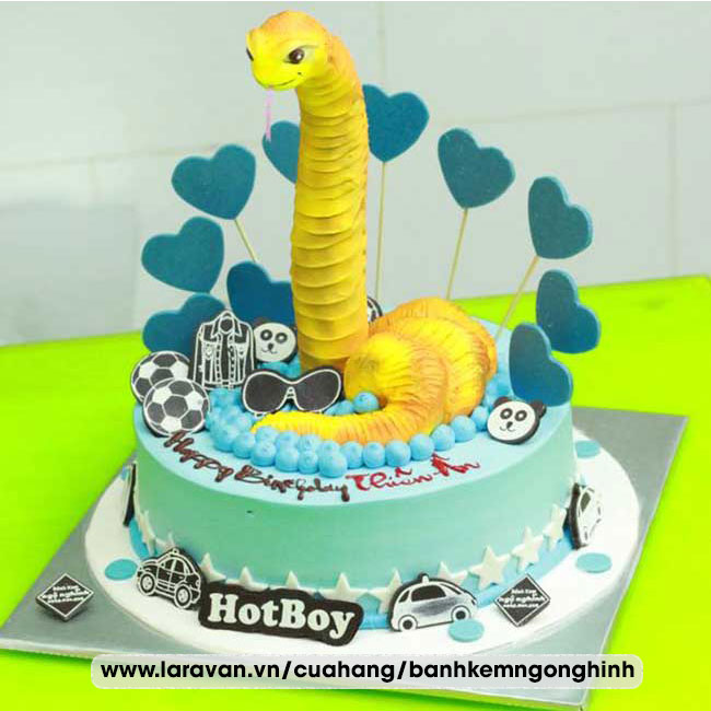 Bánh sinh nhật mặn vẽ hình con rắn Mừng sinh nhật Quốc Toản MS1122 - Bánh  sinh nhật bông lan trứng muối Tp. HCM