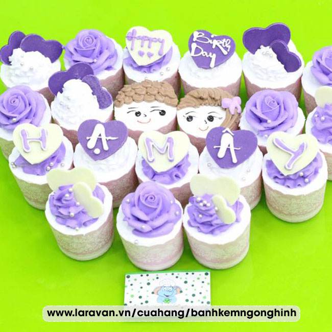 CC1 - Set cupcake (trang trí theo tông màu bánh sinh nhật)