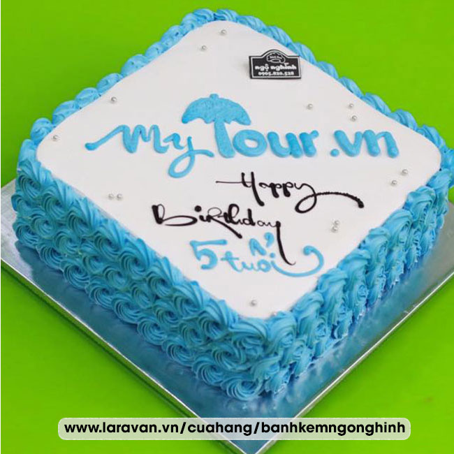 Bánh kem sinh nhật vẽ hình logo mừng sự kiện công ty