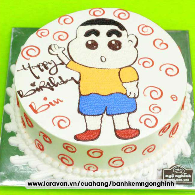 Bánh kem sinh nhật nhân vật hoạt hình shin, cậu bé bút chì
