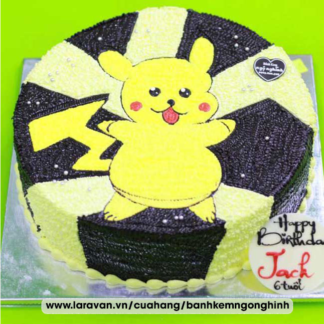 Bánh kem sinh nhật nhân vật hoạt hình pikachu, pokemon
