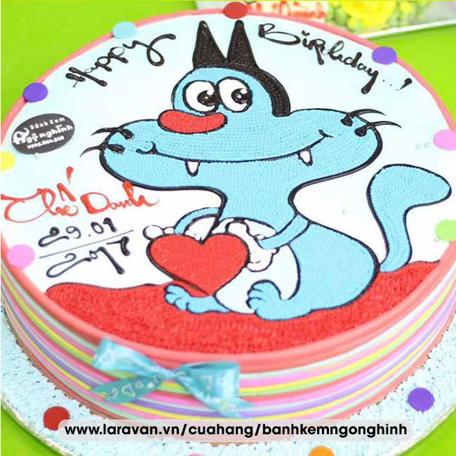 Bánh kem sinh nhật nhân vật hoạt hình mèo oggy