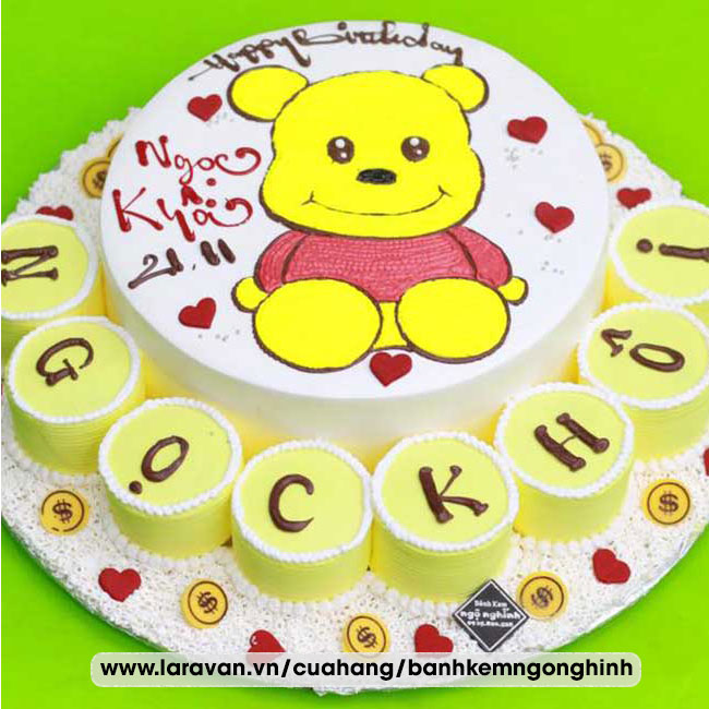 Bánh kem sinh nhật nhân vật hoạt hình gấu pooh