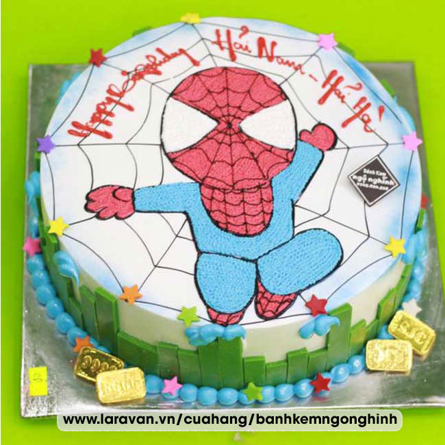 Bánh kem sinh nhật vẽ hình người nhện