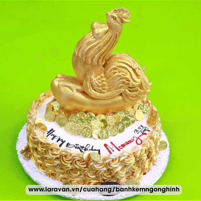 Bánh kem sinh nhật tạo hình con gà mạ vàng sang trọng tặng mẹ