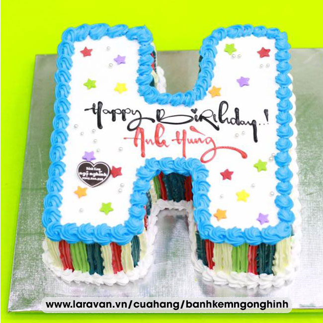 Bánh kem sinh nhật tạo hình 3d chữ H