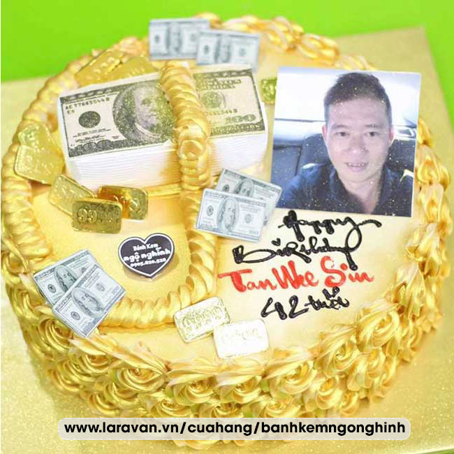 Bánh kem sinh nhật tạo hình tiền đôla