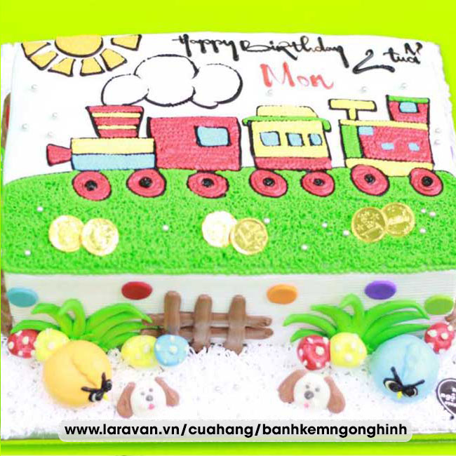 Bánh kem sinh nhật vẽ hình tàu lửa