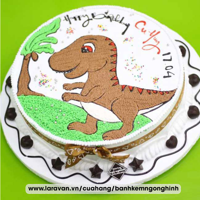 Bánh kem sinh nhật vẽ hình khủng long